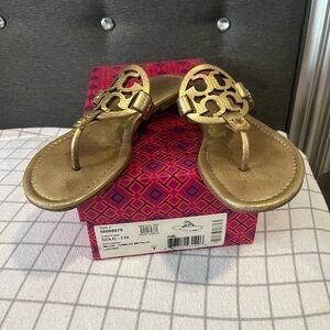 Tory Burch Miller Tumbled Metallic Sandals